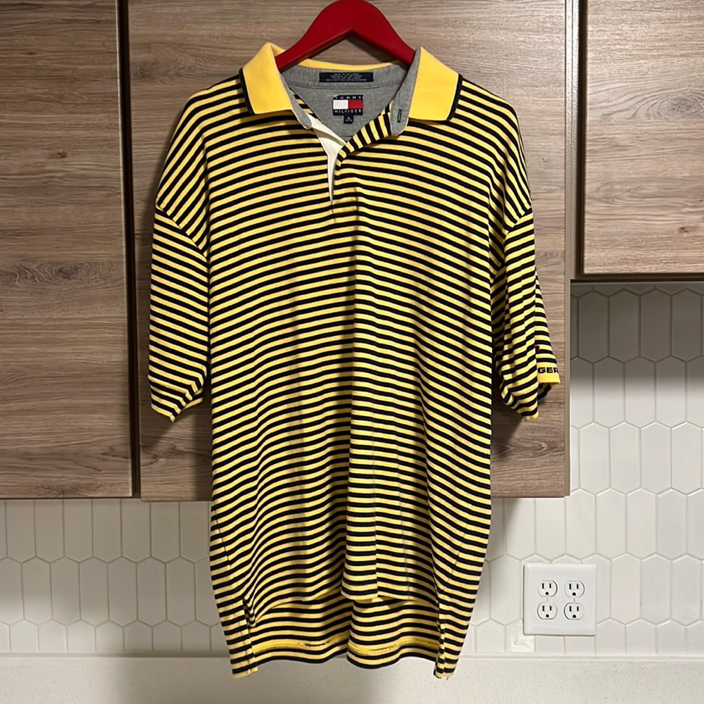 TOMMY HILFIGER Cotton Polo Shirt Short Sleeve Yellow Size XL